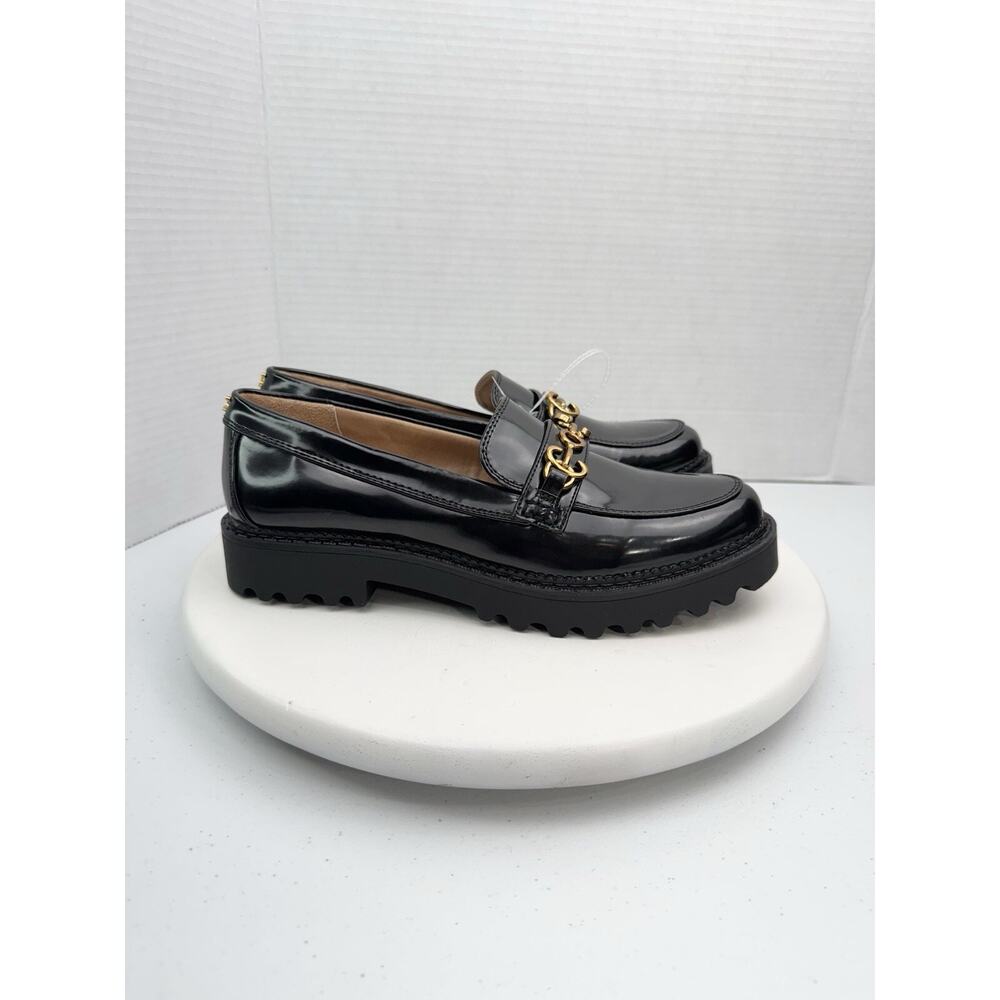 Circus by Sam Edelman Black Patent Loafers with Gold Chain - Picture 5 of 12